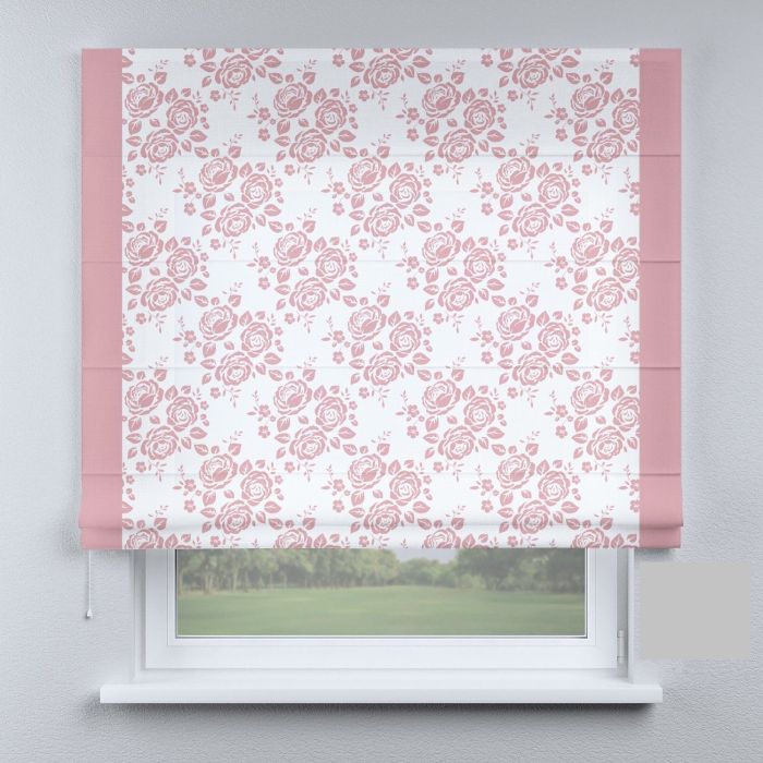 Римська штора з ланцюжковим карнизом квіти бірюзові