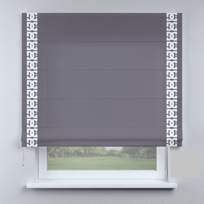 Римська штора з ланцюжковим карнизом темно-сірі з білим кантом