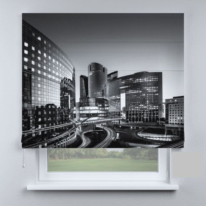 Римська штора з ланцюжковим карнизом хмарочос чорно-білий