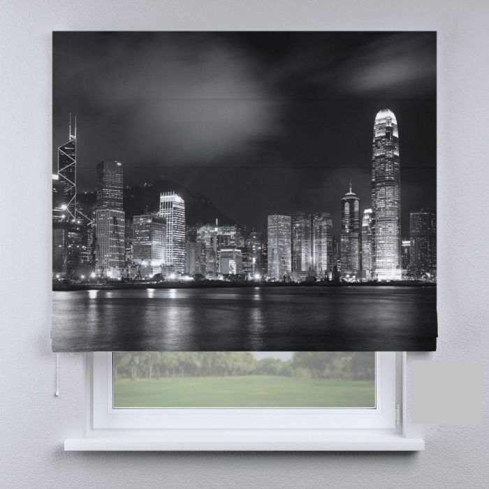 Римська штора з ланцюжковим карнизом річка чорно-біла