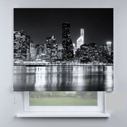 Римська штора з фотодруком будинки в чорно-білих тонах