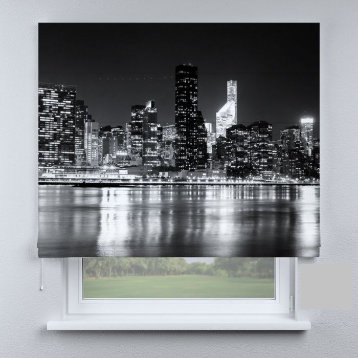 Римська штора з фотодруком будинки в чорно-білих тонах