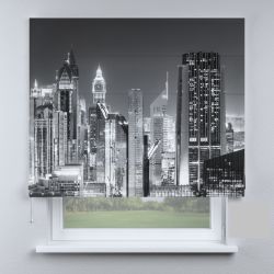 Римська штора з ланцюжковим карнизом місто в чорно-білих тонах