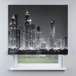 Римська штора з ланцюжковим карнизом місто на чорному фоні