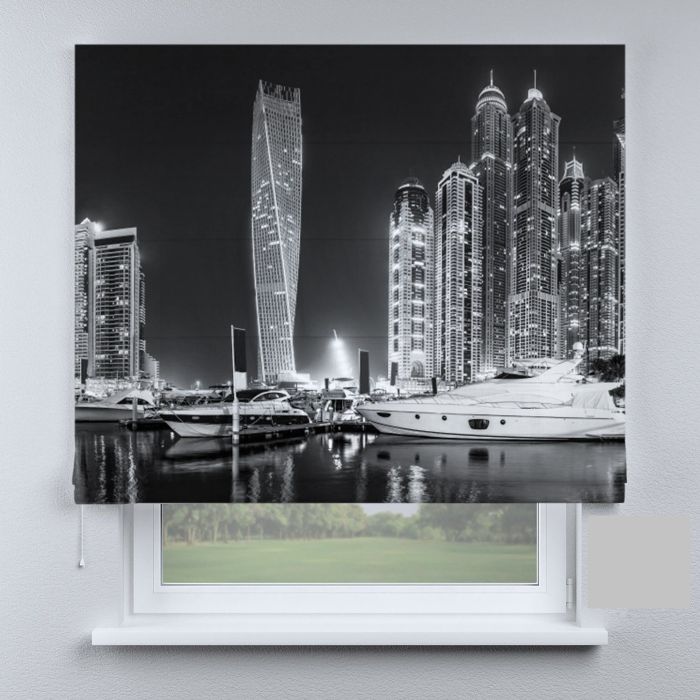 Римська штора з фотодруком катер на чорному фоні