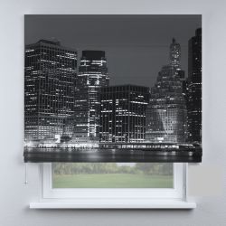 Римська штора з ланцюжковим карнизом багатоповерхівки чорно-білі