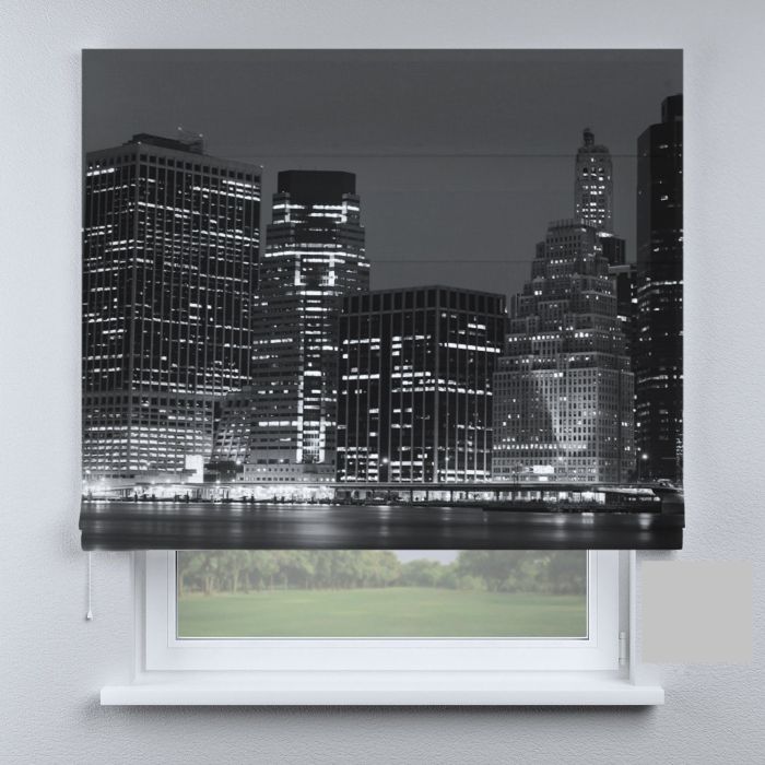 Римська штора з ланцюжковим карнизом багатоповерхівки чорно-білі