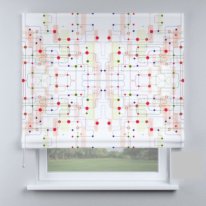 Римська штора з ланцюжковим карнизом схеми різнокольорові