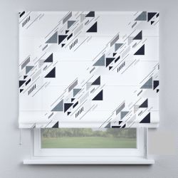 Римська штора з ланцюжковим карнизом куточки чорно-білі