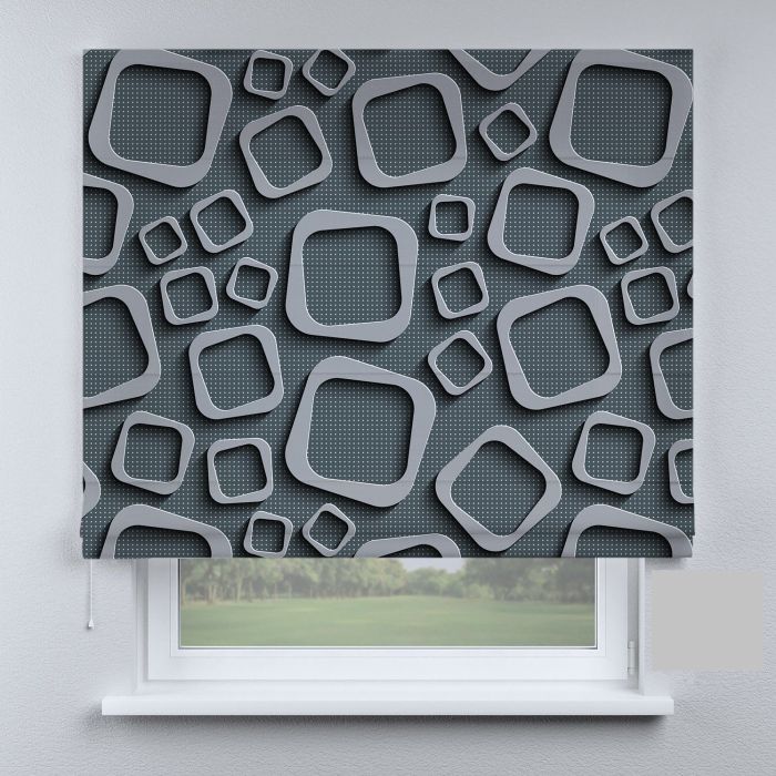 Римська штора з ланцюжковим карнизом квадрати у темних тонах