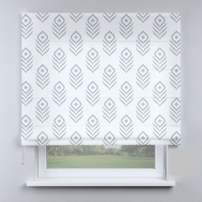 Римська штора з фотодруком перо світло-сіре