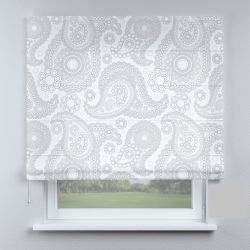 Римська штора з ланцюжковим карнизом візерунки на білому фоні