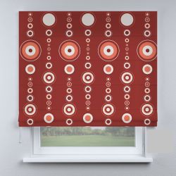 Римська штора з ланцюжковим карнизом кола на червоному фоні