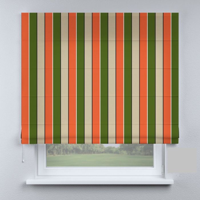 Римська штора з ланцюжковим карнизом темно-зелені смуги