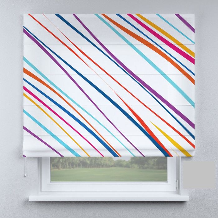 Римська штора з ланцюжковим карнизом смужки косі різнокольорові