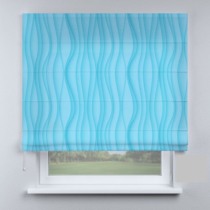 Римська штора з ланцюжковим карнизом хвилі блакитні