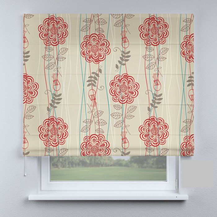 Римська штора з ланцюжковим карнизом квітка червона