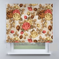 Римська штора з ланцюжковим карнизом троянди червоні