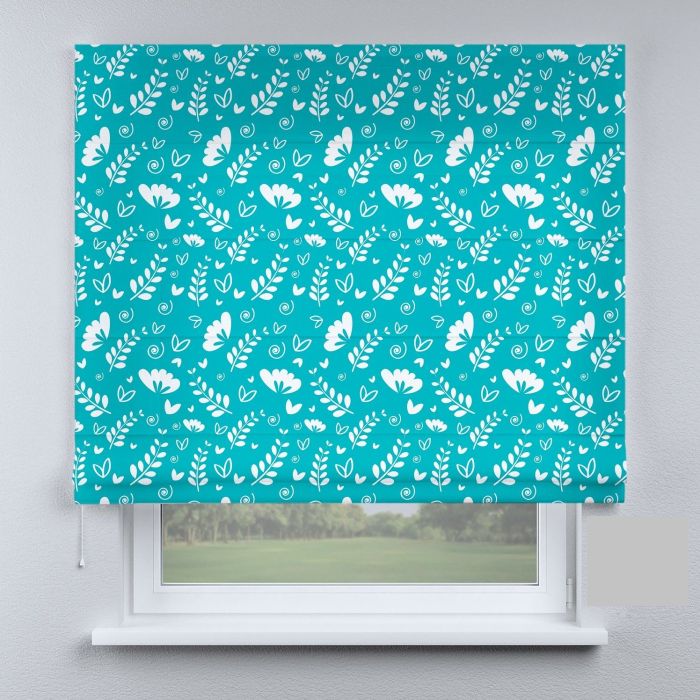 Римська штора DECOLIV листья на голубом фоне