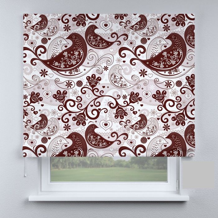 Римська штора з фотодруком птахи бордові