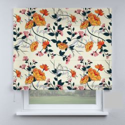 Римська штора з фотодруком квіти помаранчеві