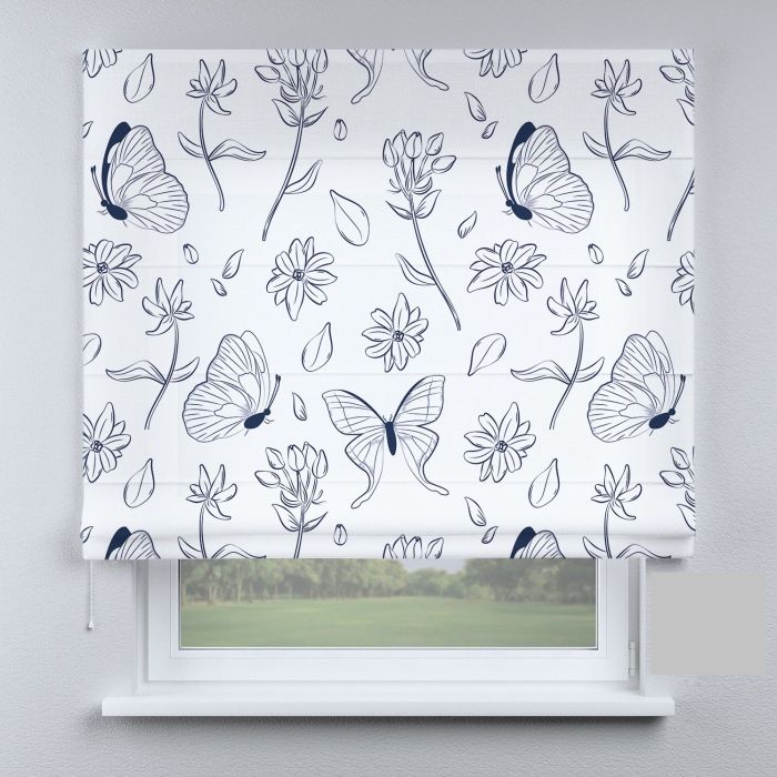 Римська штора з ланцюжковим карнизом метелики з квітами