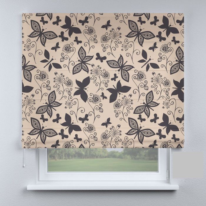 Римська штора DECOLIV бабочки с цветами коричневые