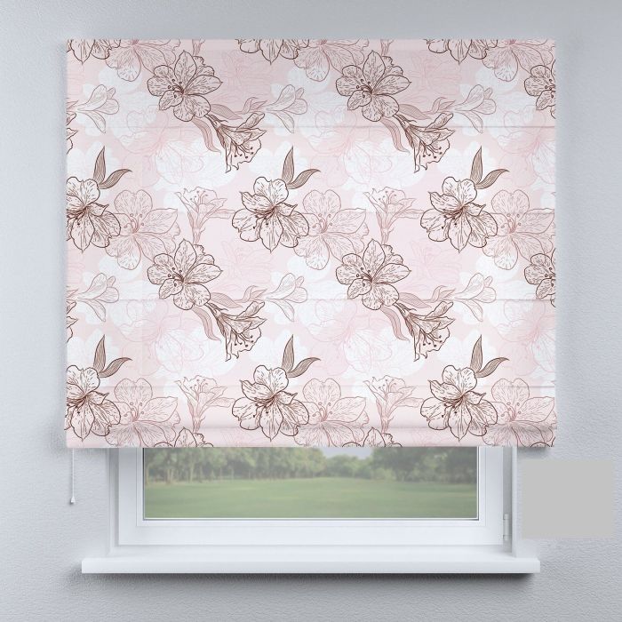 Римська штора з фотодруком квіти на рожевому фоні