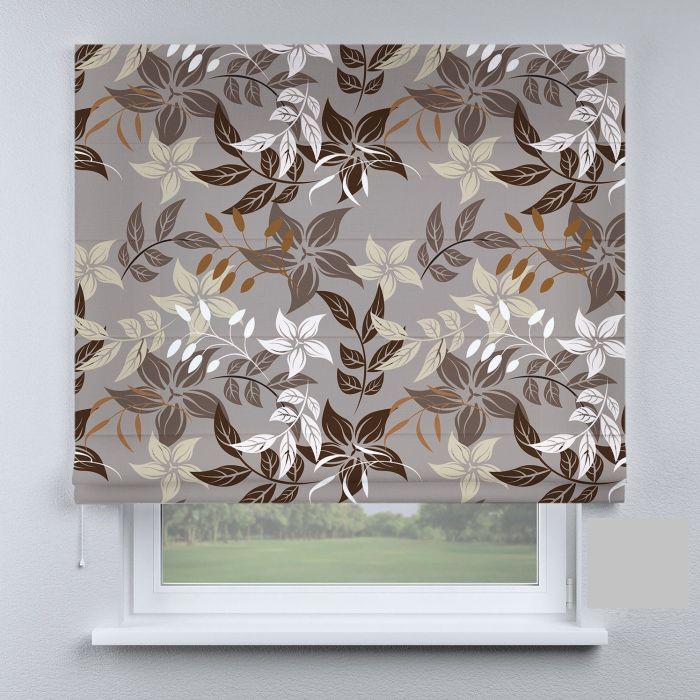 Римська штора з фотодруком квіти на коричневому фоні