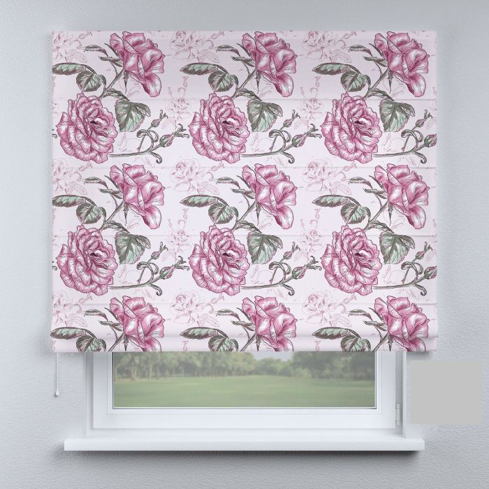 Римська штора з ланцюжковим карнизом квіти прованс