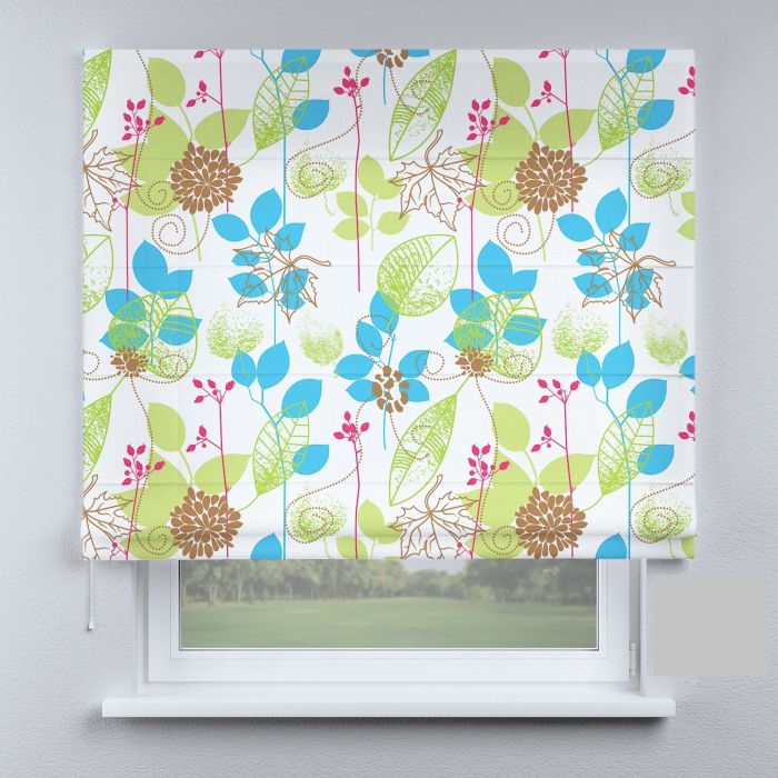 Римська штора з ланцюжковим карнизом листя вензеля блакитні