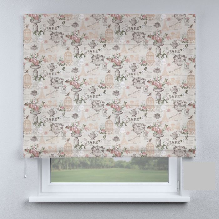 Римська штора з ланцюжковим карнизом прованс з вазами