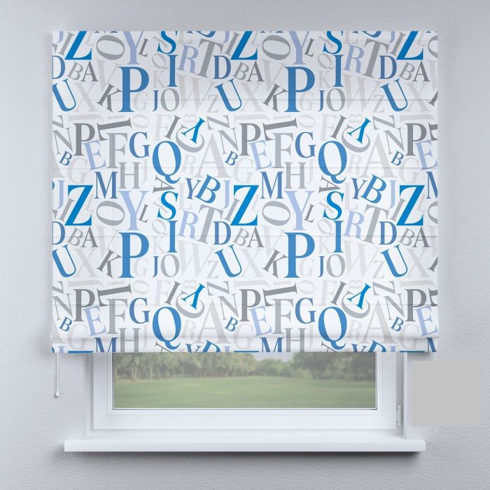 Римська штора з фотодруком букви сині
