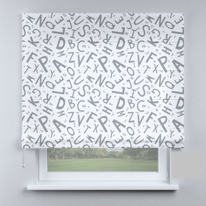 Римська штора з ланцюжковим карнизом світло-сірі букви