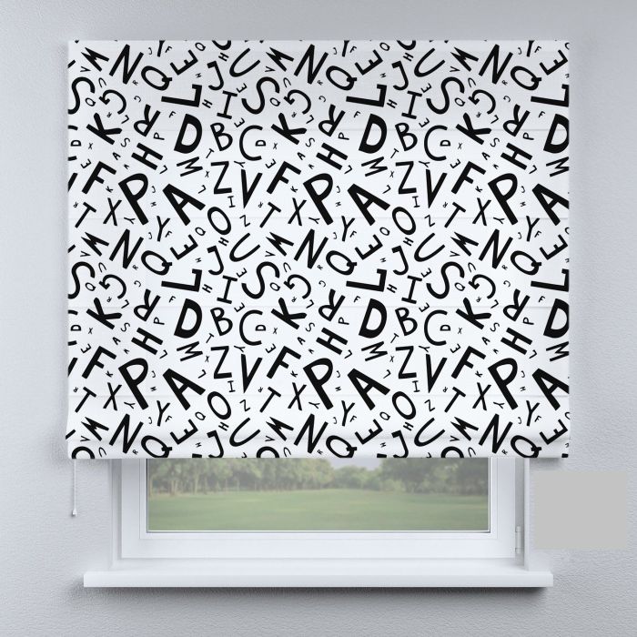 Римська штора з фотодруком чорні букви