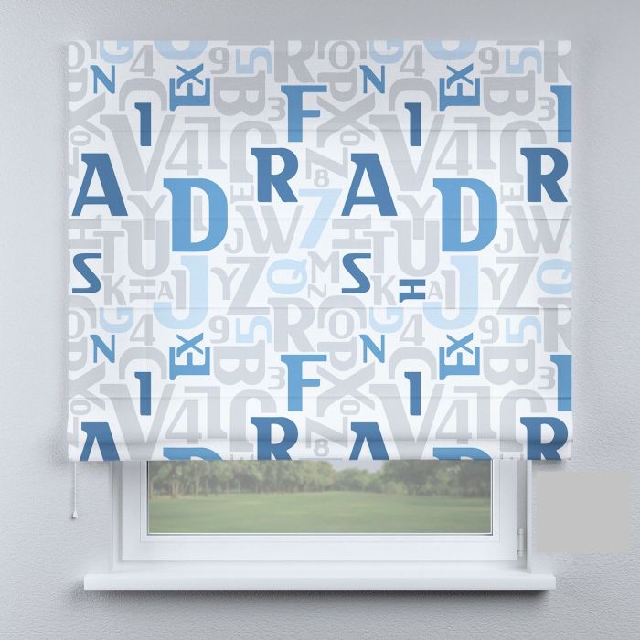 Римська штора DECOLIV буквы синие с белым