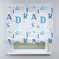 Римська штора з фотодруком букви сині з білим