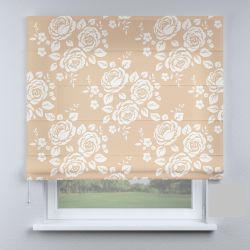 Римська штора з ланцюжковим карнизом троянди на коричневий фон
