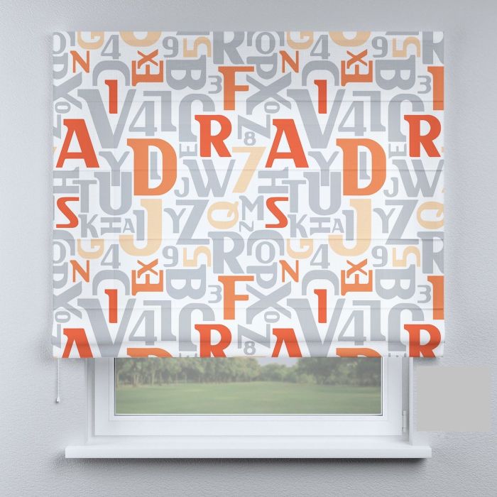 Римська штора з ланцюжковим карнизом букви помаранчеві