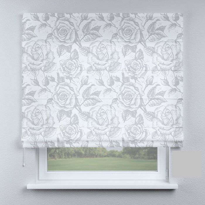 Римська штора з фотодруком світло-сіра троянда