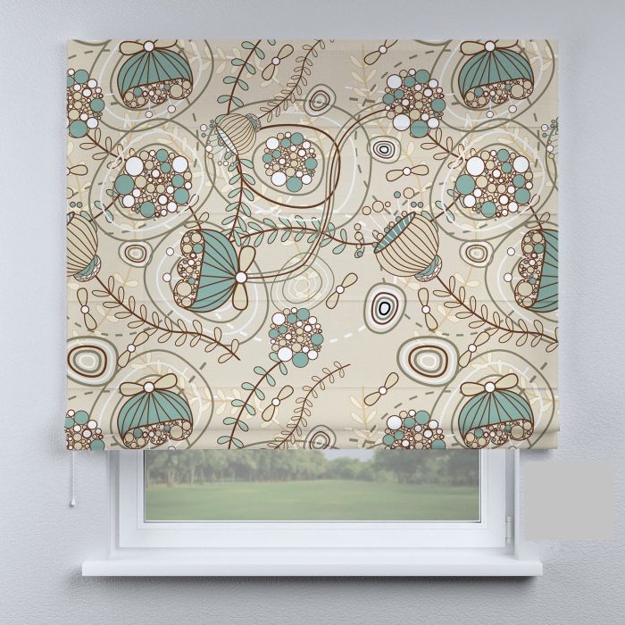 Римська штора з ланцюжковим карнизом абстракції бірюзові