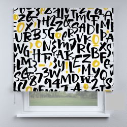 Римська штора з фотодруком букви жовто-чорні