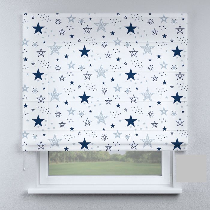 Римська штора з ланцюжковим карнизом зірочки темно-сині