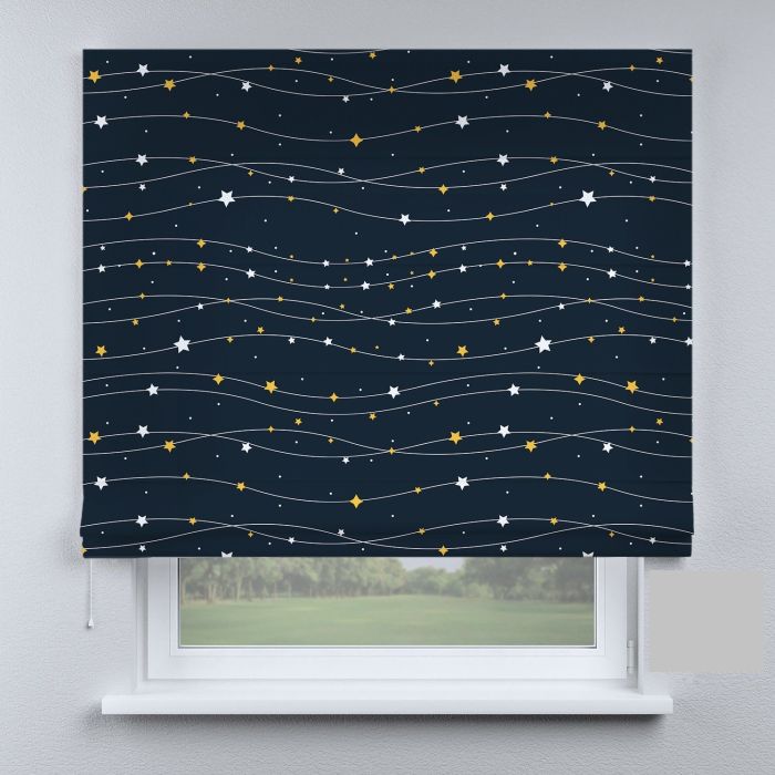 Римська штора з ланцюжковим карнизом зіркове небо синє