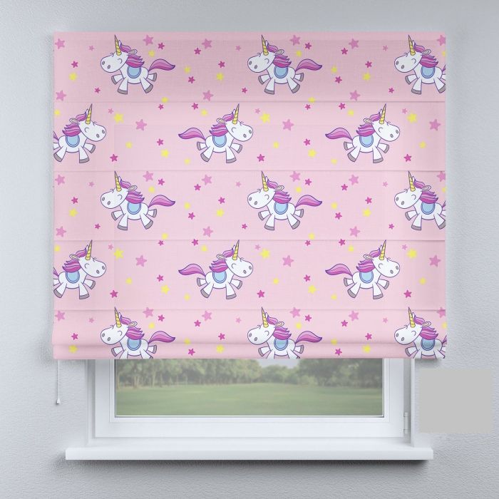 Римська штора з фотодруком єдинороги рожеві