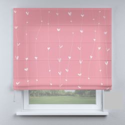 Римська штора з ланцюжковим карнизом рожеві із серцями