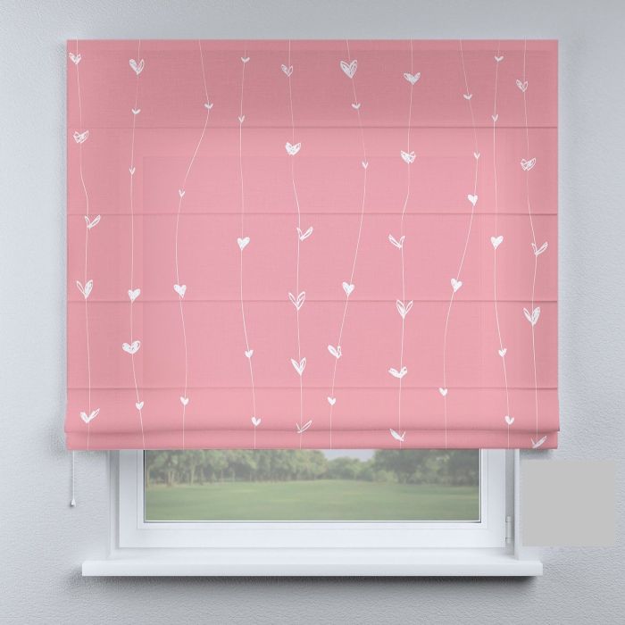Римська штора з ланцюжковим карнизом рожеві із серцями