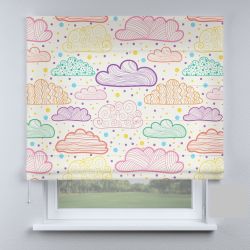 Римська штора з ланцюжковим карнизом різнокольорові хмаринки