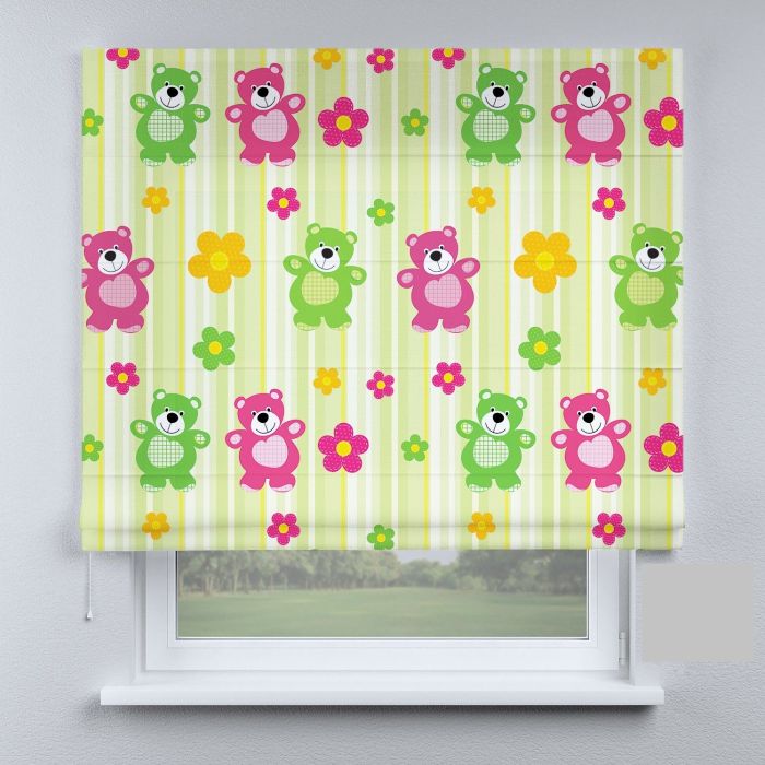 Римська штора з ланцюжковим карнизом різнокольорові ведмедики