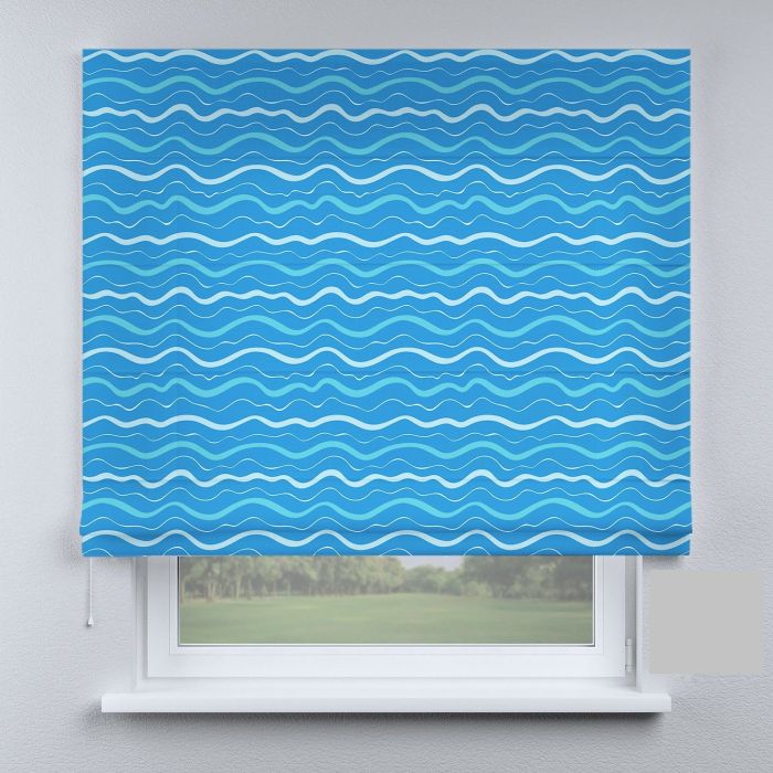 Римська штора з ланцюжковим карнизом хвилі сині